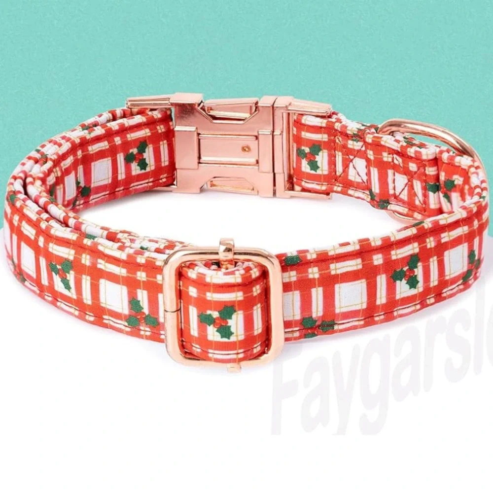 NEW Faygarsle Christmas Red Plaid Pattern Dog Collar- small